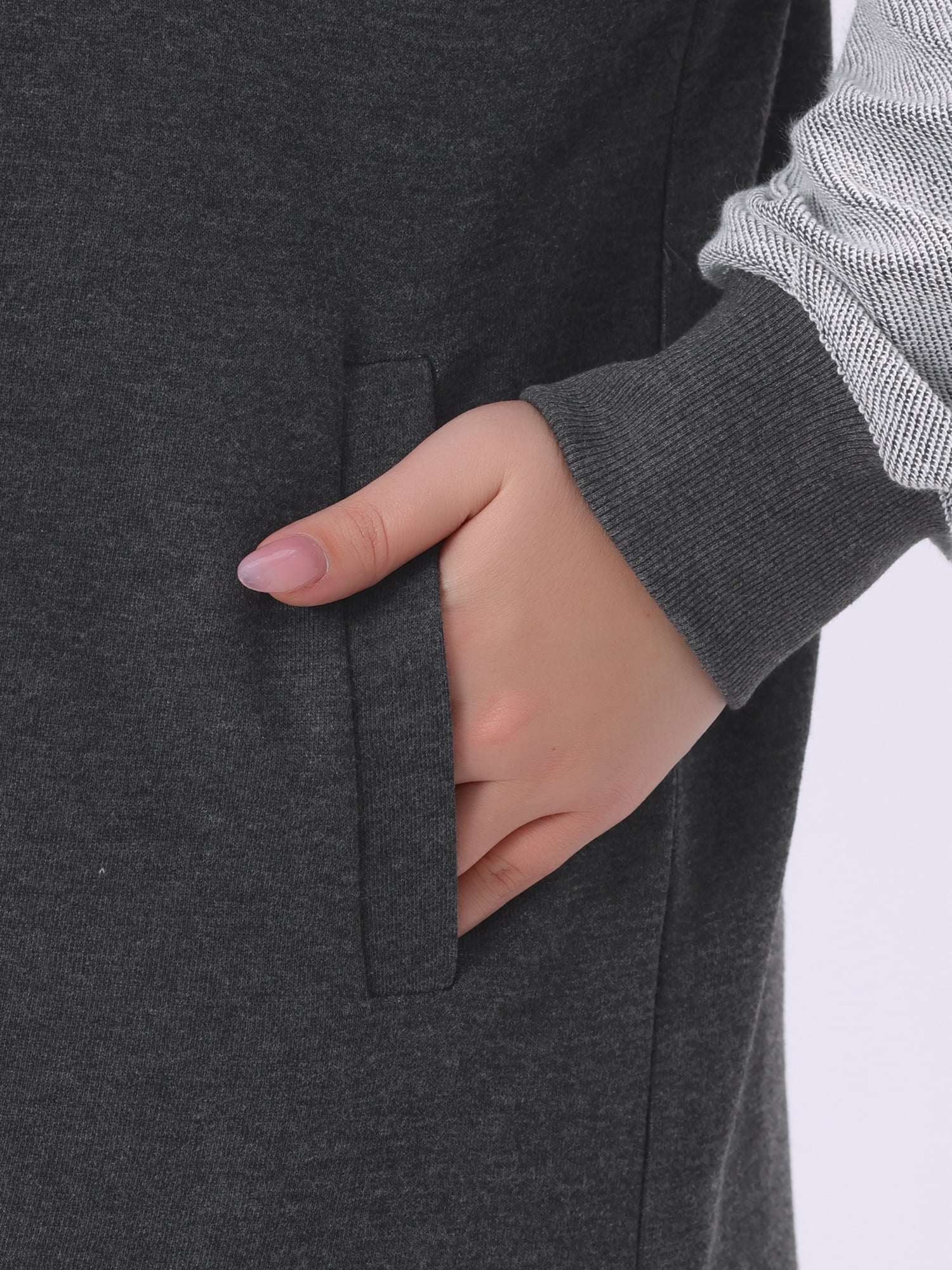 DARING DIVA Plus Size Hooded Open Front Sweatshirt Jacket 1X Dark Grey