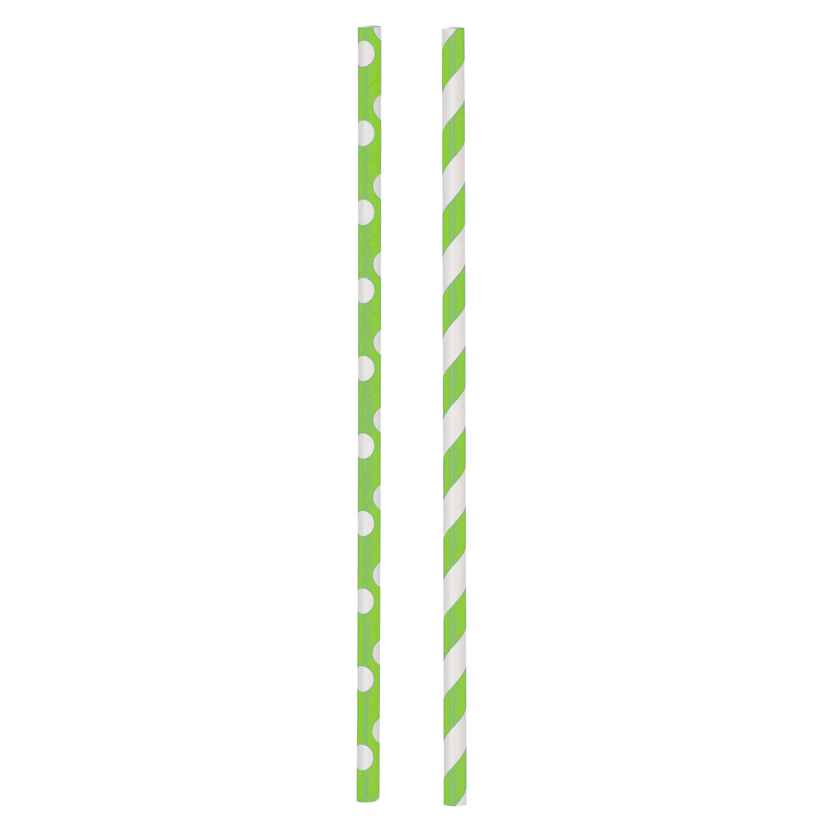 Way to Celebrate! Neon Green Polka Dot & Striped Paper Straws, 30ct