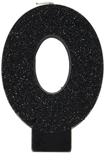 Party Supplies 3 1/4 Numeral #0 Glitter Candle Black amscan Birthday Celebration 
