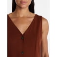 thumbnail image 3 of Time and Tru Women's Sleeveless Button Down Linen Blend Dress, Sizes XS-XXXL, 3 of 4