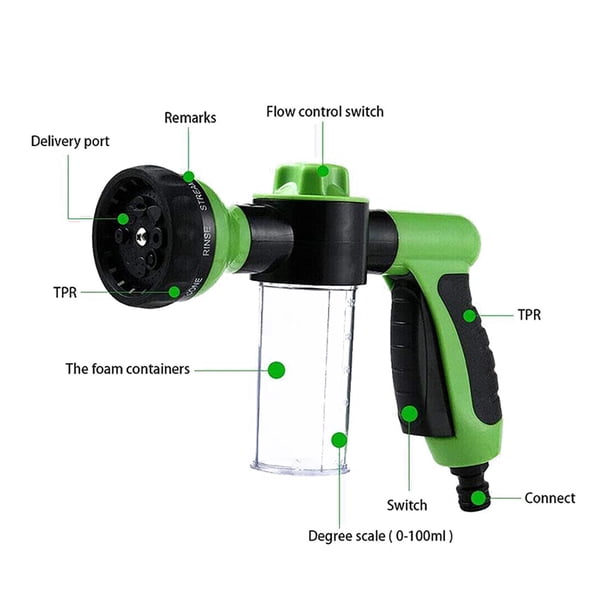 TopMax Garden Hose Attachment Spray Gun Nozzle with Reservoir for Soap or Fertiliser Jet Wash