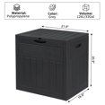 thumbnail image 4 of 33 Gallon Square Wood & Rattan Plastic Yard Storage Box with Built-in Handles, Outdoor Storage Deck Box Chest for Backyard, Porch, Patio, Garden, All-Weather Storage Container for Tools, Toys, Gray, 4 of 8