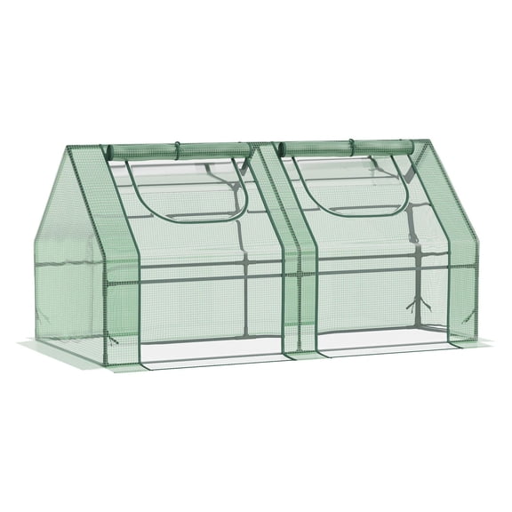 YYDSBNHH 6x3x3 Small Backyard Greenhouse, Portable with 2 PE/PVC Covers and 2 Roll Up Windows, for Outdoor Planter Warm House, Green