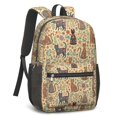 thumbnail image 2 of Floral Cat Beige Pattern 17" Waterproof Oxford School Backpacks for Teens, S-Shape Padded Straps, for School, Travel, Hiking, Camping, 2 of 5