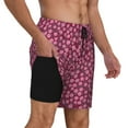 thumbnail image 3 of Picia Flowers With Green Leaves pattern Mens Swim Trunks with Compression Liner Stretch Beach Shorts Quick Dry with Zipper Pockets No-Chafing Board Shorts-X-Large, 3 of 9