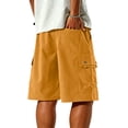 thumbnail image 4 of Men's Casual Dressy Cargo Shorts Lightweight Elastic Drawstring Waist Shorts Relaxed Fit with Side Pockets, 4 of 5
