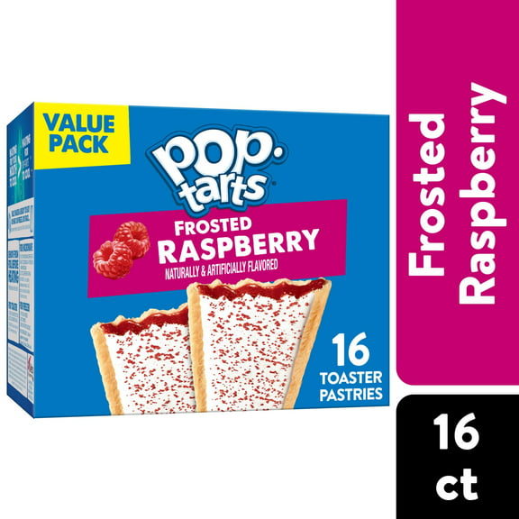 Pop-Tarts Frosted Raspberry Instant Breakfast Toaster Pastries, Shelf-Stable, Ready-to-Eat, 27 oz, 16 Count Box
