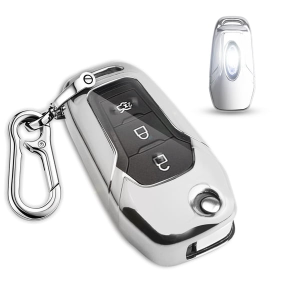 Durable TPU Protective Key Fob Cover with Keychain Compatible with Select Ford Models Including F150 F250 Focus 3 Escort Kuga Everest Fiesta Mustang Edge MKV Fusion Ranger for 2015-2019 Flip Remote