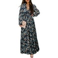 thumbnail image 1 of Asyoly Womens Dresses Casual Boho Floral Deep V Neck Long Sleeve Evening Dress Cocktail Party Maxi Wedding Dresses, 1 of 7