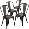 thumbnail image 1 of Commercial Grade 4 Pack Distressed Copper Metal Indoor-Outdoor Stackable Chair, 1 of 9