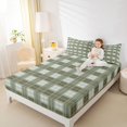 thumbnail image 4 of Homewish Classic Buffalo Plaid Twin Sheet Sets,Checkered Geometric Twin Fitted Sheet,Green Grid Print Flat Sheet For Girls Boys,Super Cozy Room Decor,3-Piece, 4 of 7