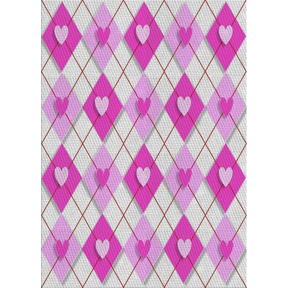 Ahgly Company Machine Washable Indoor Rectangle Transitional Neon Pink Area Rugs, 7' x 9'