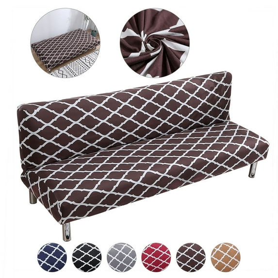 Folding Sofa Bed Cover Solid Color Futon Armless Slipcover Polyester Elastic Fabric All-Inclusive Cover
