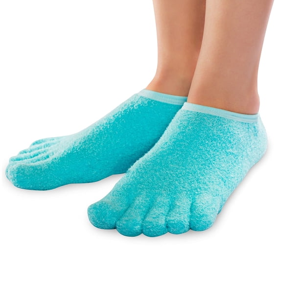 Calcetines hidratantes NatraCure de 5 dedos con forro de gel con aloe y karité