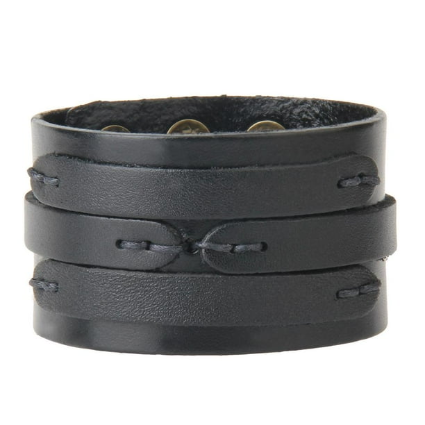 Brazalete de material cuero Ancho Unisex Casual Brazalete Brazalete de material cuero jinwen Pulseras anchas para hombres