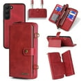 thumbnail image 1 of ELEHOLD Flip Leather Wallet Case for Samsung Galaxy S23 with Large Capacity 13 Card Slots Zipper Pocket Kickstand Magnetic Detachable Case Crossbody Shoulder Strap Shockproof Protective,Red, 1 of 8