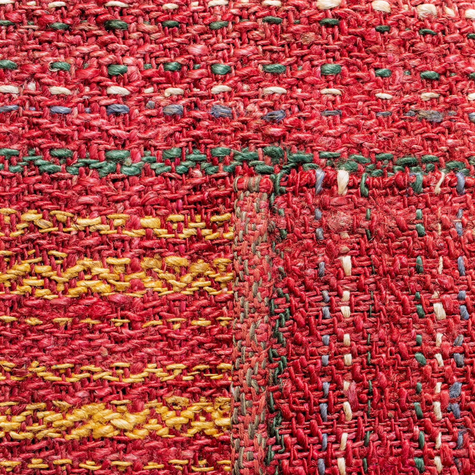 SAFAVIEH Natural Fiber Ombre Striped Jute Area Rug, Red/Gold, 6' x 6' Square