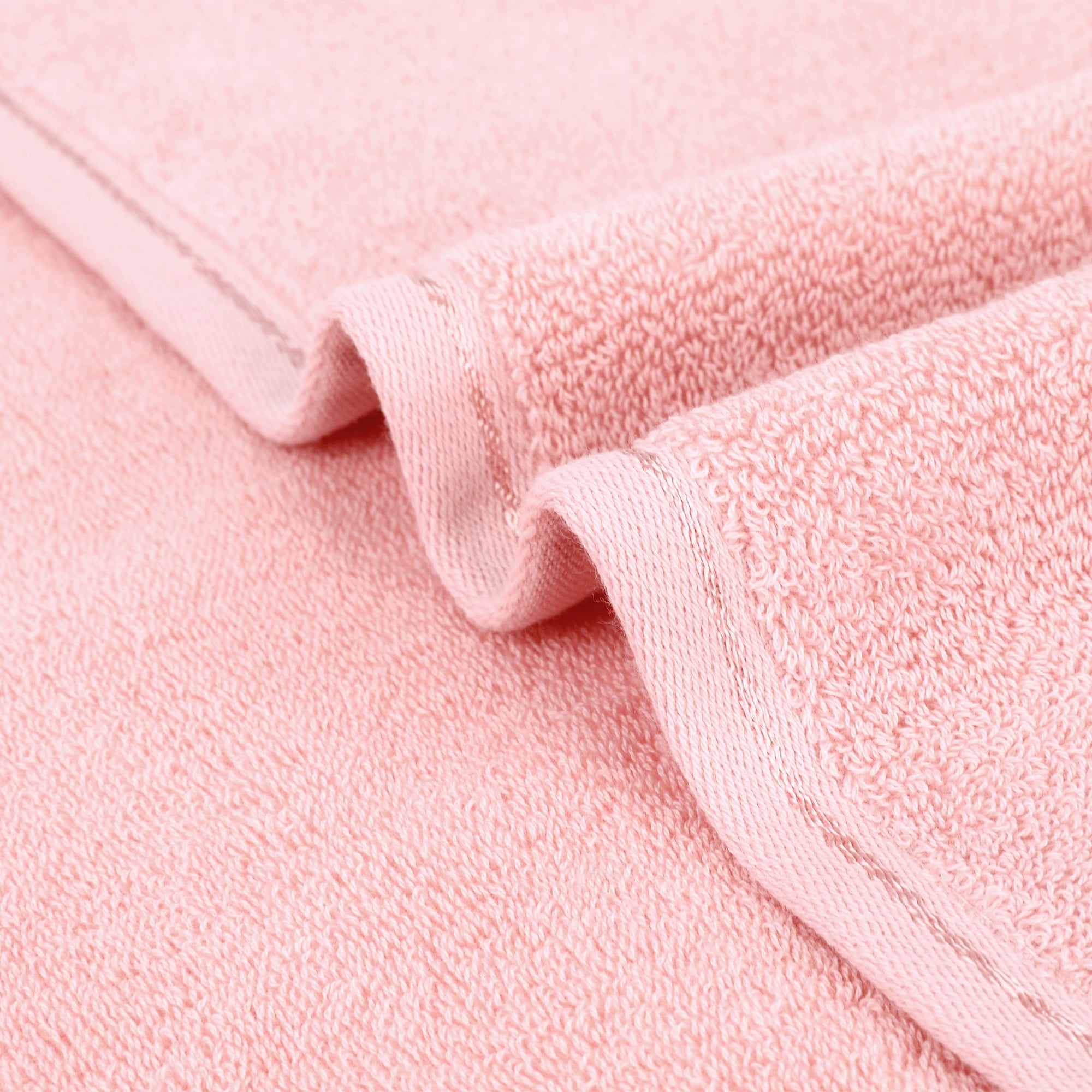 REGALWOVEN Solid Cotton Hand Towels, Soft Absorbent Hand Towel Set, 13" x 30" Face Towels for Bath, Kitchen Pink 2-Piece