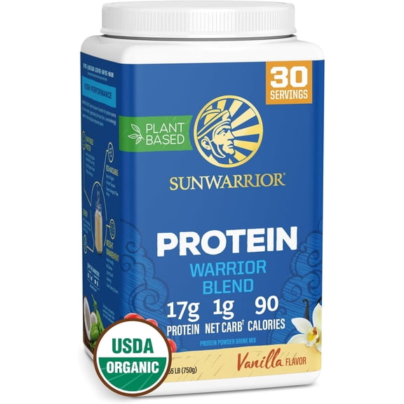 Sunwarrior Warrior Blend Vanilla Vegan Protein Powder, 30 Servings