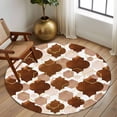 thumbnail image 2 of Round Rugs 5Ft, Brown Geometric Moroccan Round Area Rug Washable Indoor Throw Carpet, Abstract Art Coffee Ombre Modern Soft Non Slip Circle Rug for Cabinet Bathroom Home Decor Aesthetic, 2 of 8
