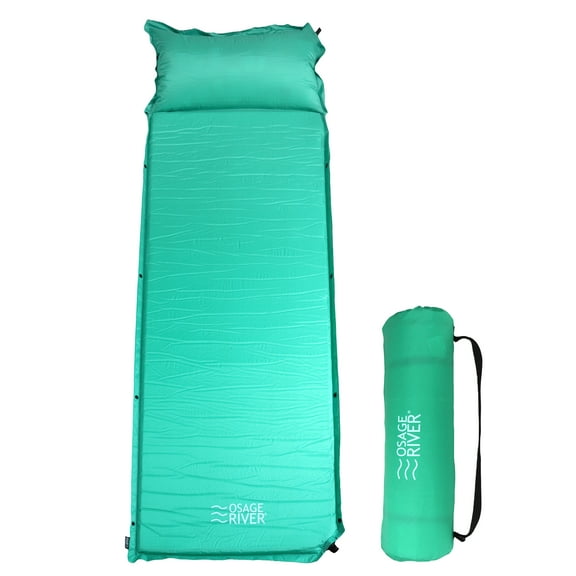Osage River Self Inflating Sleeping Pad for Camping and Backpacking, Lightweight Memory Foam with Pillow