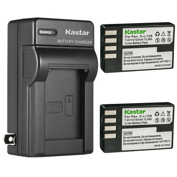 Kastar 2-Pack Battery and AC Wall Charger Replacement for Pentax D-Li109 Battery, Pentax D-BC109 Charger, Pentax K-R KR, K-30 K30, K-50 K50, K-70 K70, K-500 K500, K-S1 KS1, K-S2 KS2, KP, KF Camera