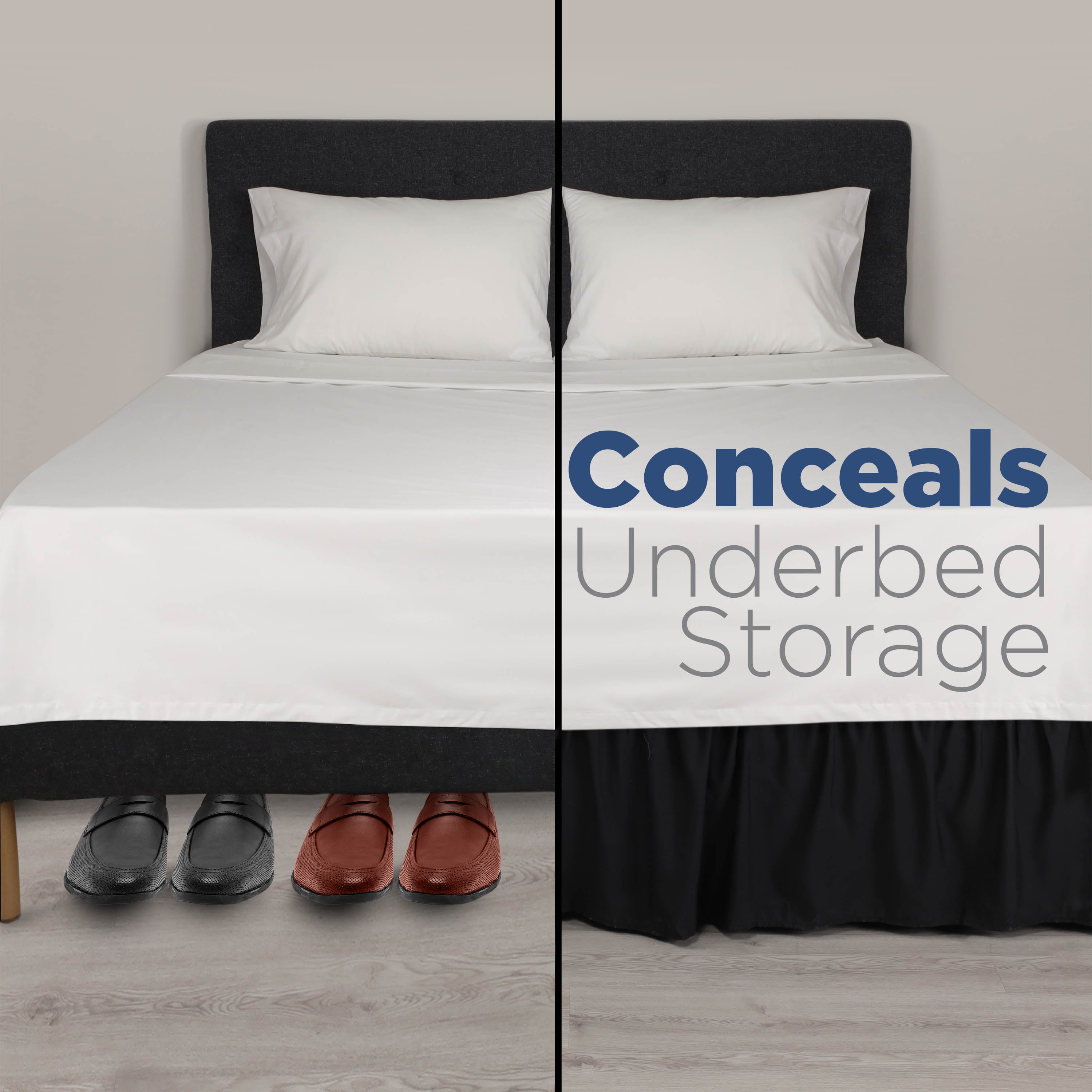 Martex Twin Bed Skirt | Ruffled 100% Microfiber Dust Ruffle | 16" Drop | Black