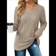 thumbnail image 2 of Blusas de Larga para Mujer, Camisas con Cuello en V, Suéteres Tipo Túnica Ligeros, Moda Caqui XXL, 2 of 9