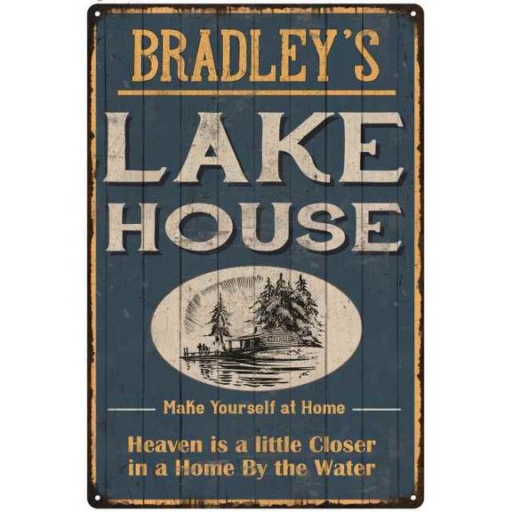 BRADLEY'S Lake House Blue Cabin Home Decor Gift 8x12 Metal 208120038200