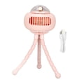 thumbnail image 1 of Ventilador portátil para cochecito, diseño de trípode, silencioso, 4 velocidades, recargable por USB, 130 grados, con vibración automática, color rosa, 1 of 14