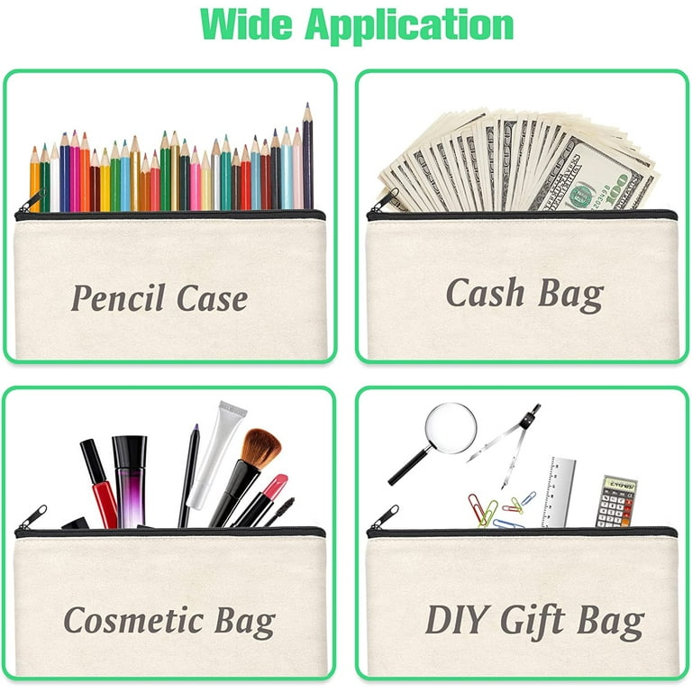 10 Pack Blank Diy Craft Bag Canvas Pencil Case Blank Makeup Bags Canvas  Pencil Pouch Bulk Canvas Cosmetic Bag Multi Xishao