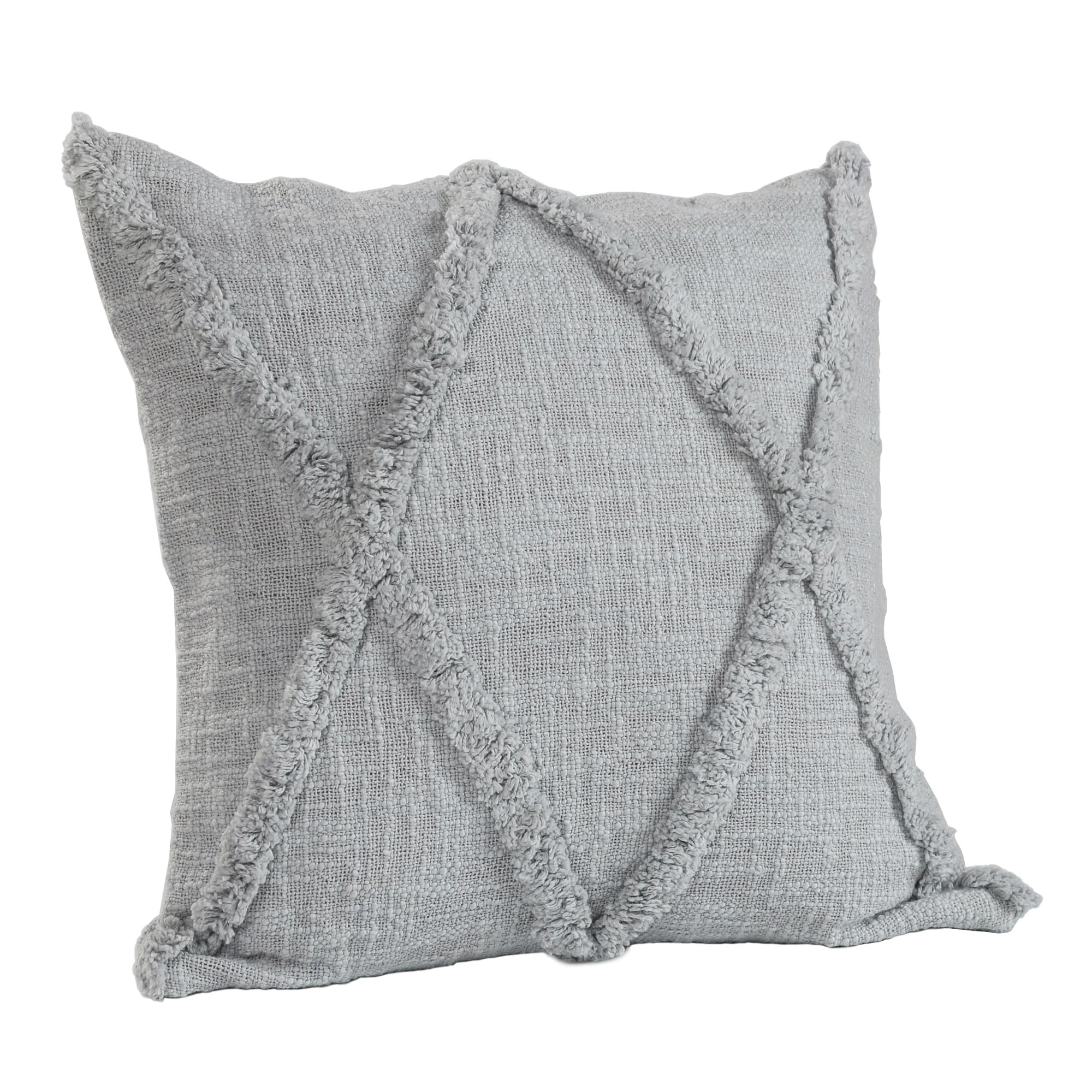 Laddha Home Designs Handwoven Geometric Diamond Square Throw Pillows - 18" - Gray - Set of 2