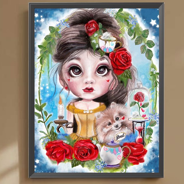 Cuadros Decorativos 5D bricolaje cuadrado completo taladro diamante pintura princesa rosa decoración arte artesanía(2) Wdftyju embutido en tela