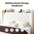 thumbnail image 4 of Allewie Queen Size Bed Frame, Storage Headboard with Charging Station, Wingback Velvet Upholstered, Diamond Stitched Button Tufted, Sturdy Wooden Slats, No Box Spring Needed, Easy Assembly, White, 4 of 10