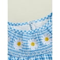 thumbnail image 5 of ZINTAOZT Infant Baby Girls Plaid Bubble Romper Short Sleeve Daisy Embroidery Smocked Bodysuit 0-2Years Summer Clothes, 5 of 8