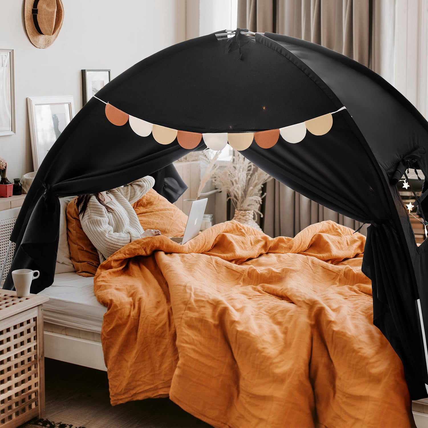 Full Size Bed Bunk Tents Dream Tent On Space Blackout Sleeping Indoor Floor Portable Drafty Playhouse For Girl Birthday House Gift