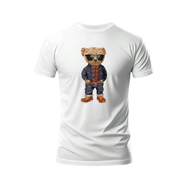 Playera De Oso Fashion Ropa Para Hombre Color Blanco Talla Chica Marca Emil SaEs