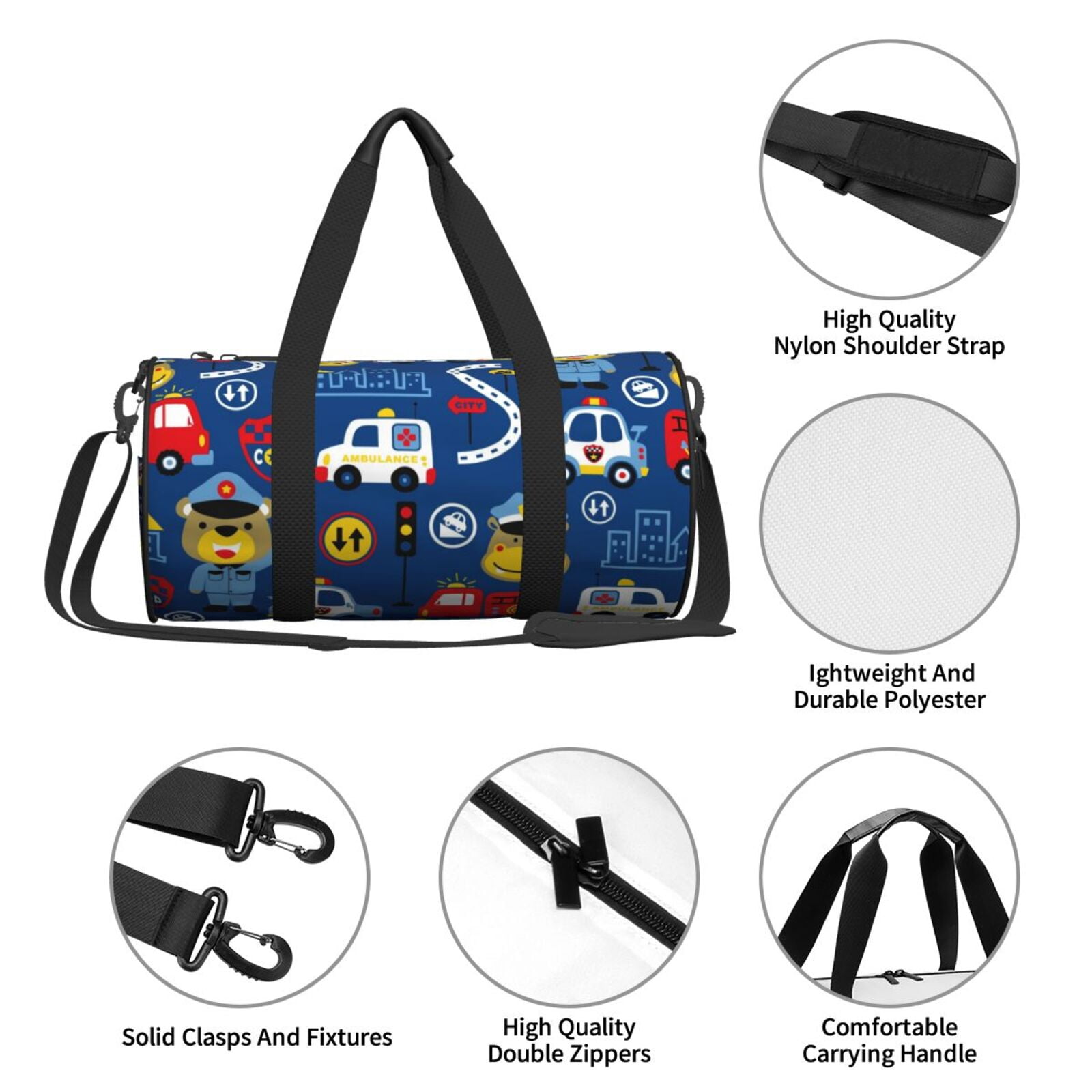 Vsdgher Animals Rescue Team 45L Foldable Duffel Bag, Sports Gym Bag,Overnight Bag, Portable Weekender Bag for Airplanes