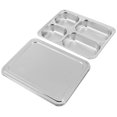 thumbnail image 4 of MasteelfCA 1Pc Stainless Steel Divided Plate Rectangular 4 Sections Food Serving Tray, 4 of 8