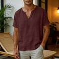 thumbnail image 7 of cocolona Mens Linen T-shirts Summer V Neck Short Sleeve Pullover Tops Casual Loose Solid Color Vintage Tees, 7 of 7