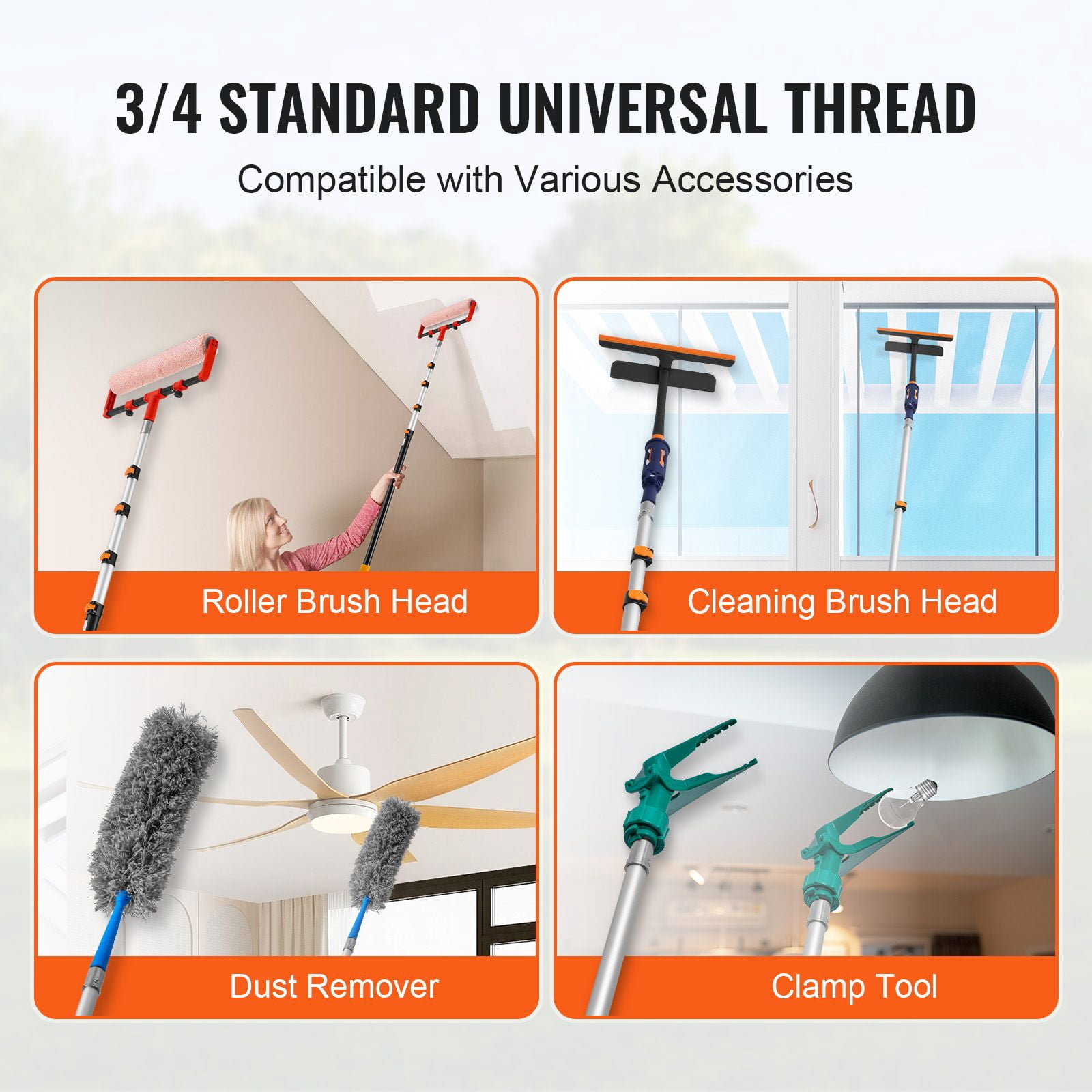 Telescoping Pole, 6 to 24 FT Pole, Extension Multi-Purpose Pole, Sturdy Aluminum Alloy Paint Extendable Pole with Flip-Lock Design, Telescopic Pole for Painting, Dusting and Cleaning