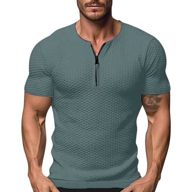 pstuiky camisetas para hombre, Camisa de verano para hombre, playera, de manga corta, informal, de color liso, con botones, manga corta y cuello en V. camisetas de hombre s