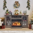 thumbnail image 3 of Merluxy 59in 3-Sided Glass Fireplace TV Stand for TVs up to 65", Wash Gray, 3 of 8
