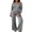 Dark Grey, variant on ChicMe Two Piece Sets for Women Lounge Outfit Asymmetric Ruched Solid Color One Shoulder Long Sleeve Pullover Tops with Wide Leg Pant Set Tracksuit Dark Grey-L