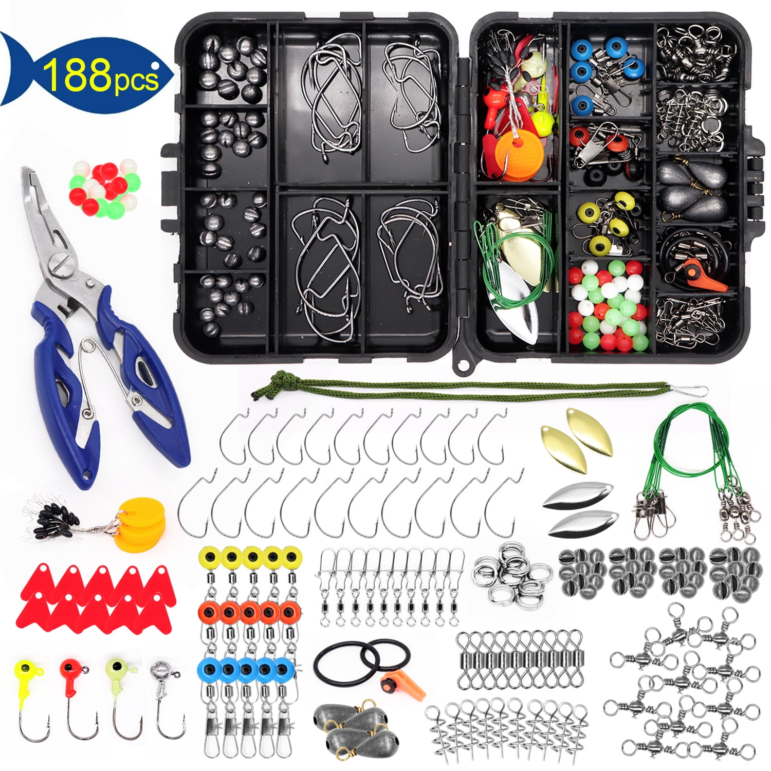 188pcs//set Sea Fishing Tackle Box Kit Set with Multiple Jig Accessories of L2U9