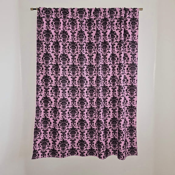 Poplin Damask Print Polyester Window Curtain 58 Inch Wide Pink