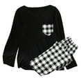 thumbnail image 3 of XIAONU Women's Casual Checkered Sleepwear Set Crew Neck Top and Long Pants Homewear Daily Comfort Relaxed Pajamas Set, 3 of 3