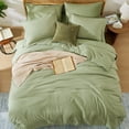 thumbnail image 3 of Amberspace Prewashed fabric 7-piece Bed in a Bag Comforter Set with Sheets,Sage green,Queen, 3 of 9