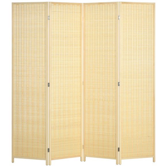HOMCOM 6 Ft 4 Panel Room Divider, Folding Bamboo Privacy Screens, Natural