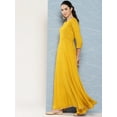 thumbnail image 3 of Janasya Indian Women's Mustard Rayon Solid Kurta and Dupatta, 3 of 6